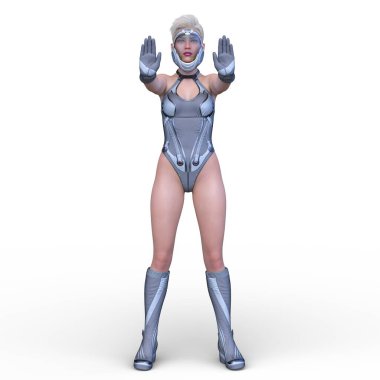 bir kadın savaşçı 3D render