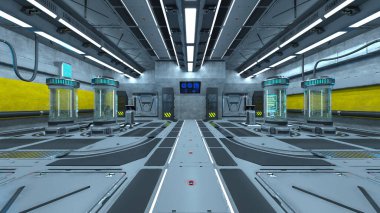 Uzay istasyonu peyzajının 3B görüntülemesi