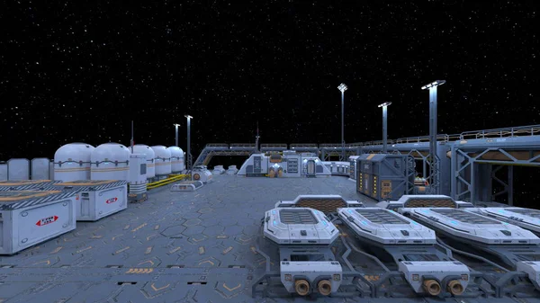 惑星探査基地の3Dレンダリング — ストック写真