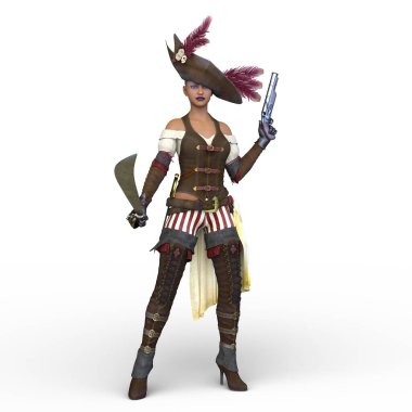 Dişi bir korsanın 3 boyutlu canlandırması