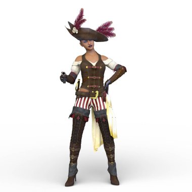 Dişi bir korsanın 3 boyutlu canlandırması