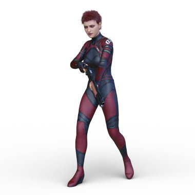 bir kadın savaşçı 3D render