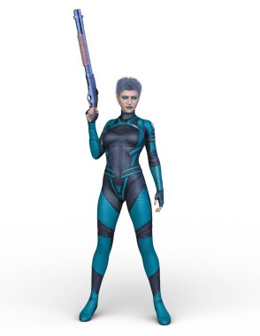 bir kadın savaşçı 3D render