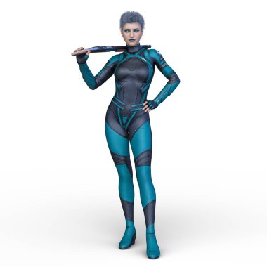 bir kadın savaşçı 3D render