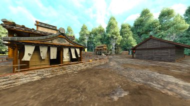 Japon köyünün 3D görüntüsü