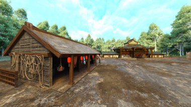 Japon köyünün 3D görüntüsü