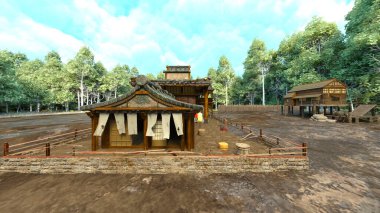 Japon köyünün 3D görüntüsü