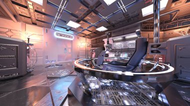 Uzay istasyonu peyzajının 3B görüntülemesi