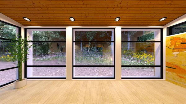 Japon stil odasının 3 boyutlu canlandırması