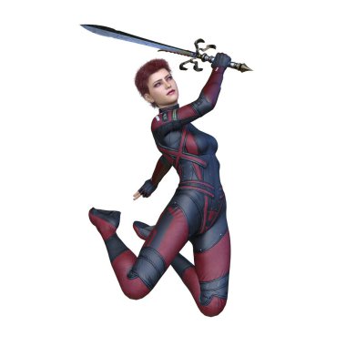 bir kadın savaşçı 3D render