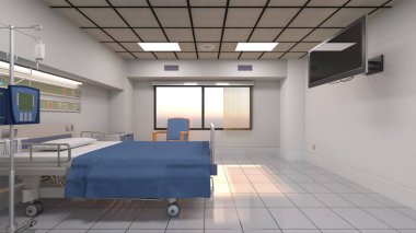 Hastane odasının 3 boyutlu görüntüsü