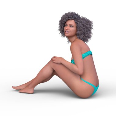 Bikinili bir kadının 3B görüntüsü