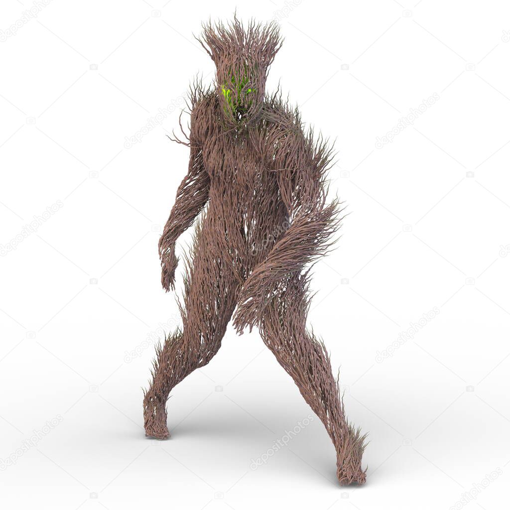 3D rendering of a grass monster