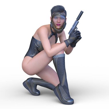 bir kadın savaşçı 3D render