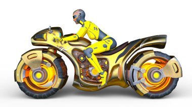 Dişi bir sayborg sürücünün 3D görüntüsü