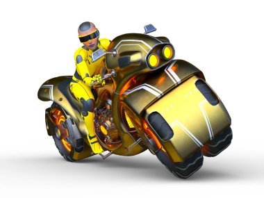 Dişi bir sayborg sürücünün 3D görüntüsü