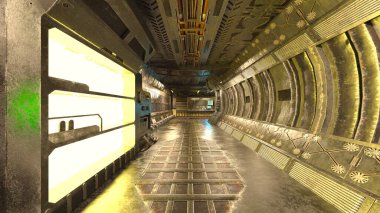 Uzay istasyonu peyzajının 3B görüntülemesi