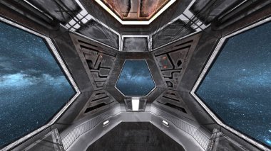 Uzay istasyonu peyzajının 3B görüntülemesi