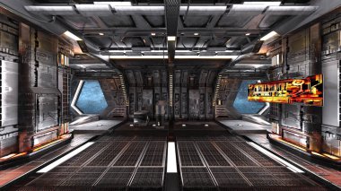 Uzay istasyonu peyzajının 3B görüntülemesi