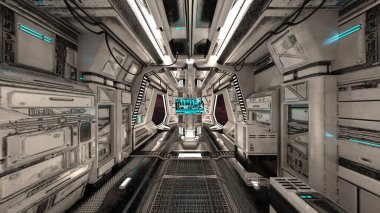 Uzay istasyonu peyzajının 3B görüntülemesi