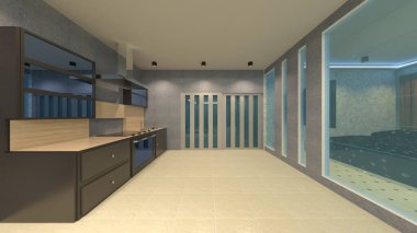 Geniş odanın 3B görüntülemesi