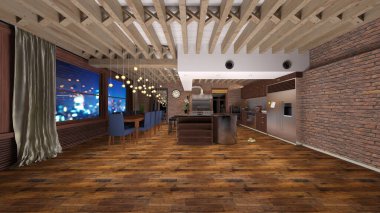 Oturma odasının 3 boyutlu görüntüsü