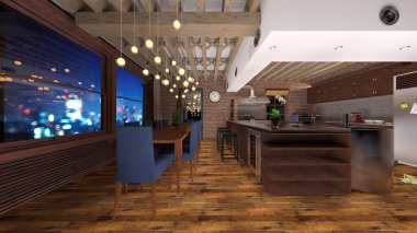 Oturma odasının 3 boyutlu görüntüsü