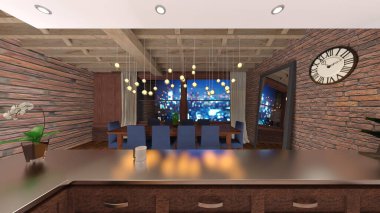 Oturma odasının 3 boyutlu görüntüsü