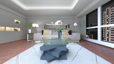 Oturma odasının 3 boyutlu görüntüsü