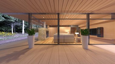 Oturma odasının 3 boyutlu görüntüsü