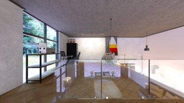 Oturma odasının 3 boyutlu görüntüsü