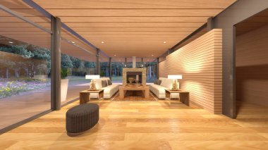 Oturma odasının 3 boyutlu görüntüsü