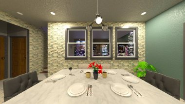 Yemek mutfağının 3 boyutlu görüntüsü