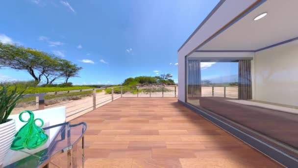 Rendering Wooden Balcony — Vídeo de Stock