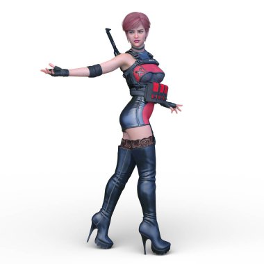 bir kadın savaşçı 3D render