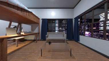 Özel odanın 3 boyutlu canlandırması