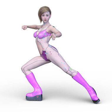 Dişi bir sayborgun 3D canlandırması