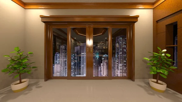 Rendering Living Dining Room Night View — 图库照片