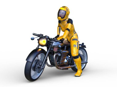 Süper kadın sürücünün 3B görüntüsü