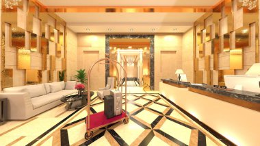 Otel girişinin 3B görüntüsü