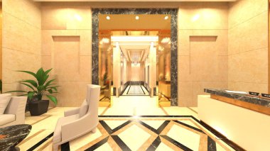 Otel girişinin 3B görüntüsü