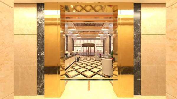 Rendering Hotel Entrance — Stockfoto