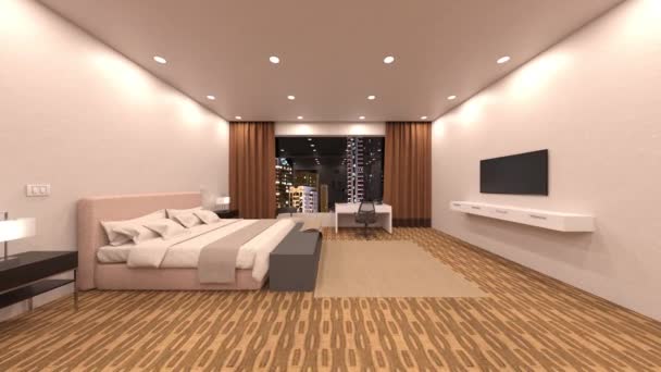 Rendering Bedroom Night View — Vídeo de Stock