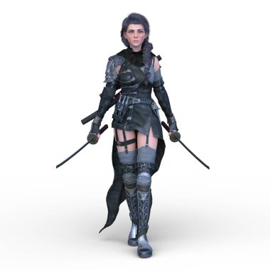 bir kadın savaşçı 3D render
