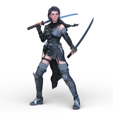 bir kadın savaşçı 3D render