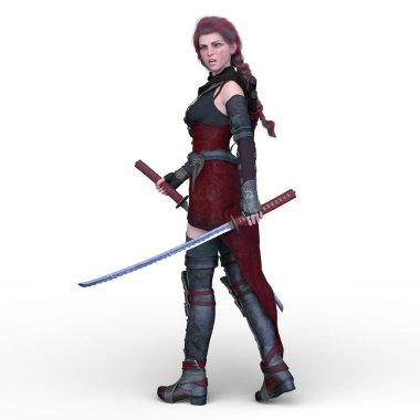 bir kadın savaşçı 3D render