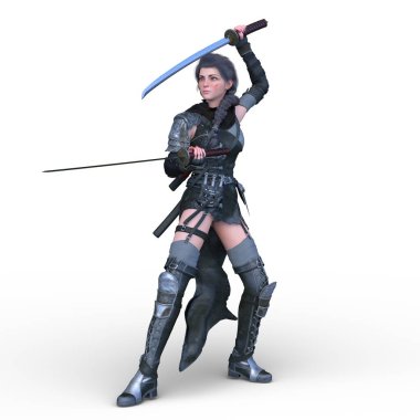 bir kadın savaşçı 3D render