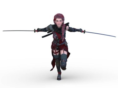 bir kadın savaşçı 3D render