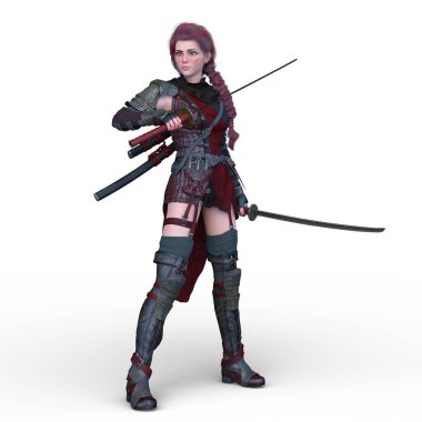 bir kadın savaşçı 3D render