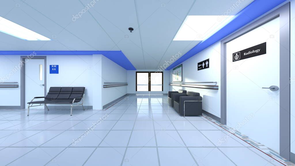 3D rendering of the hospital corridor